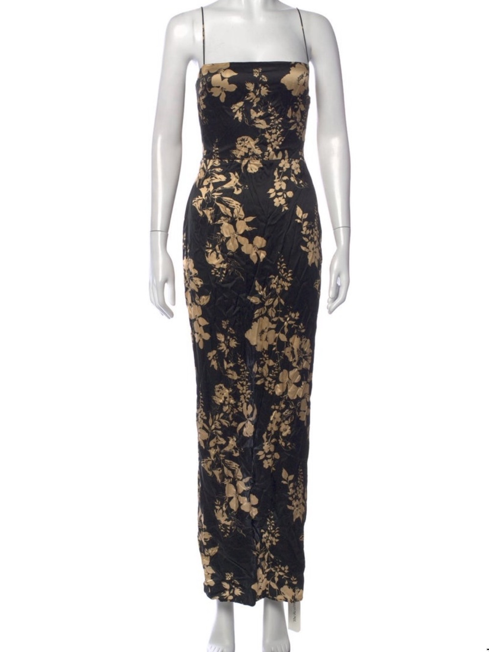 REFORMATION Frankie 100% Silk Slipdress Black Gold Floral Maxi Long Dress Sz 6